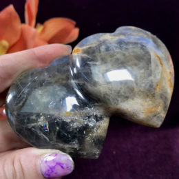 Black Moonstone Double Hearts