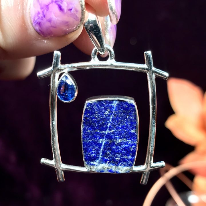 Rough Lapis with Blue Kyanite Pendants