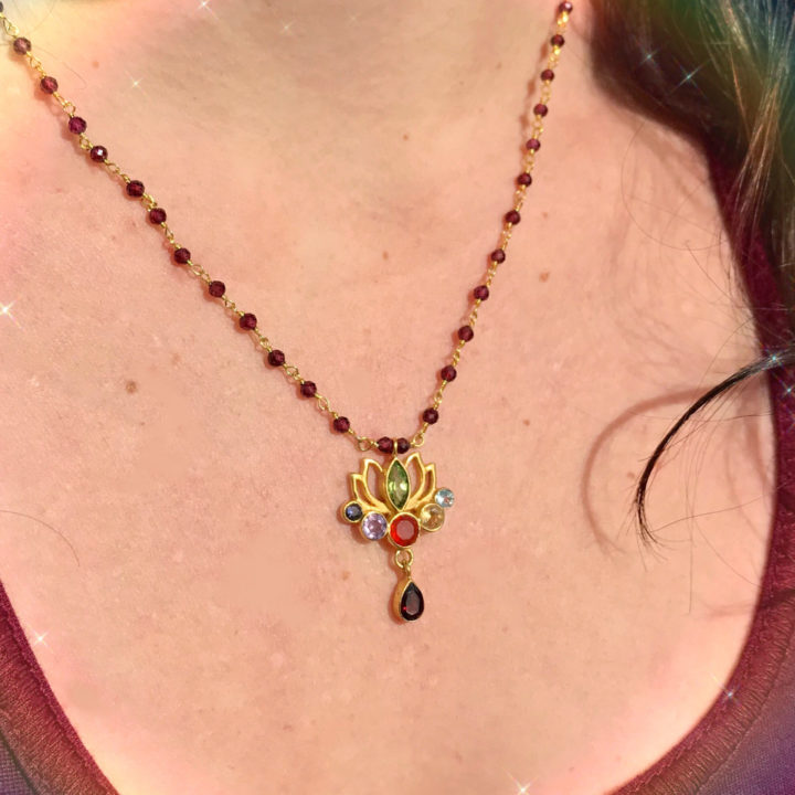 Custom SG Rainbow Beaded Lotus Necklaces