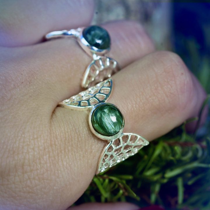 Seraphinite Sterling Silver Celestial Rings