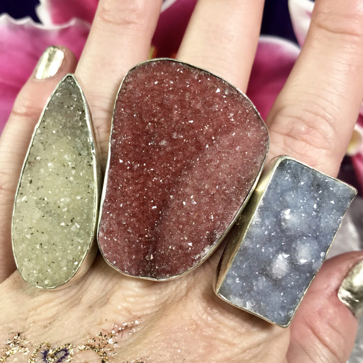 Druzy Quartz Adjustable Rings