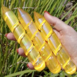 Pure Positivity Yellow Aura Selenite Wands