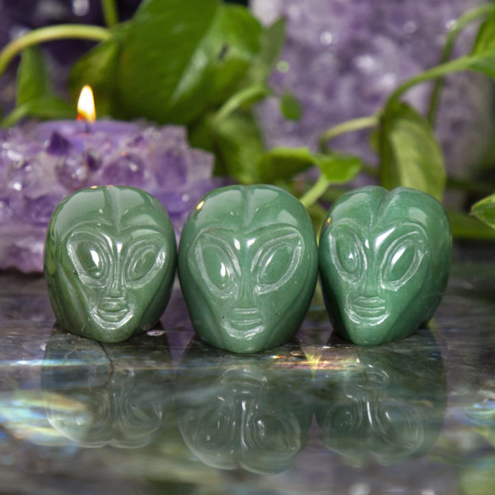 Green Aventurine Alien Skulls