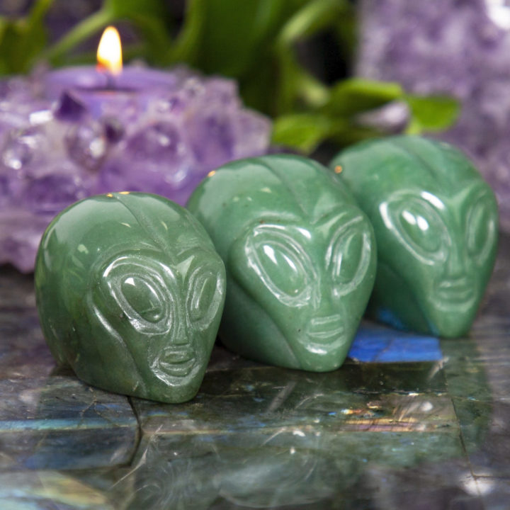 Green Aventurine Alien Skulls