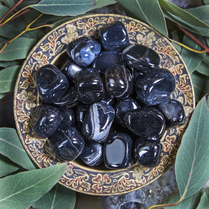 Medium Tumbled Black Agate