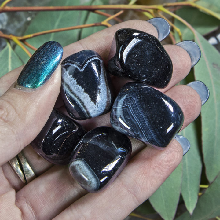 Medium Tumbled Black Agate