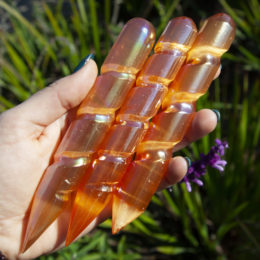 Orange Aura Selenite Passion Wand