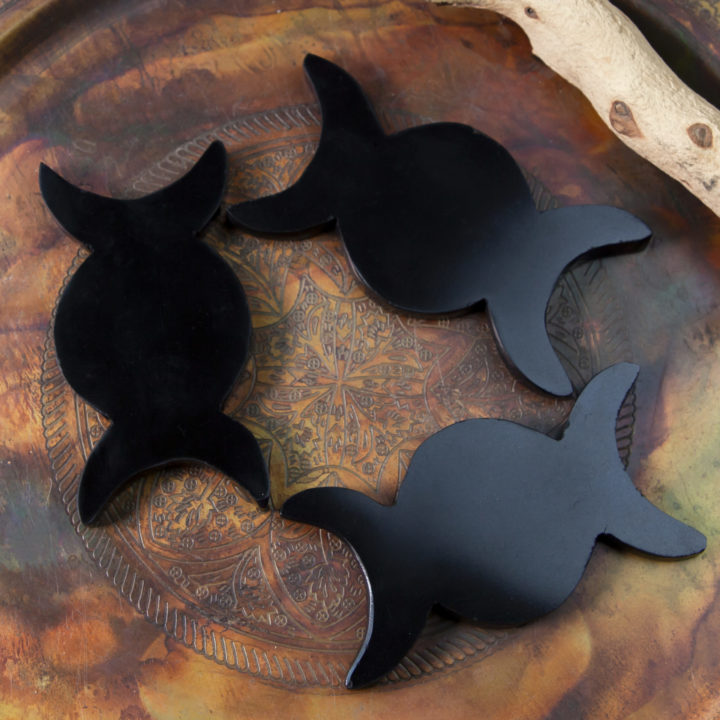 Black Obsidian Triple Moon Charging Plate