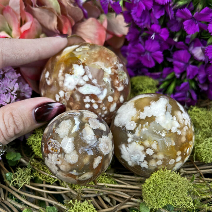 Peace and Beauty Flower Agate Sphere