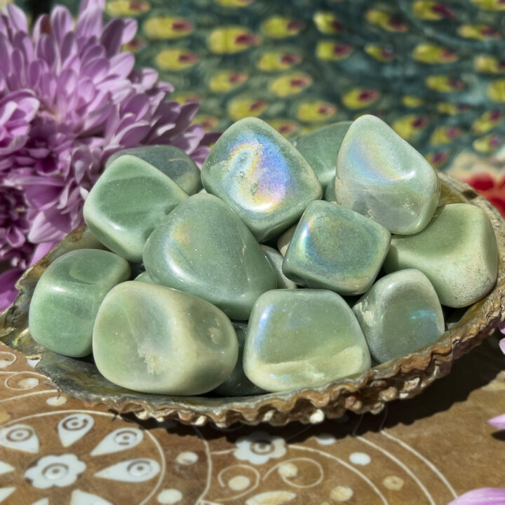 Tumbled Angel Aura Green Aventurine