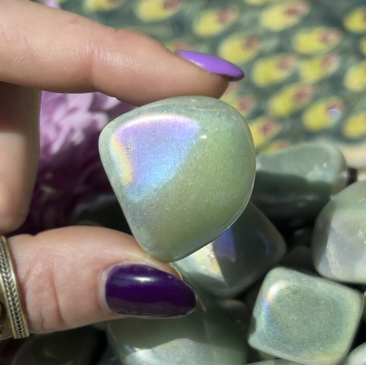 Tumbled Angel Aura Green Aventurine