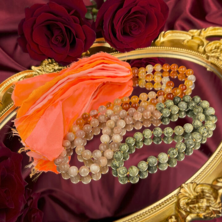 Carnelian, Peach Moonstone, and Serpentine Sexy Shakti Mala