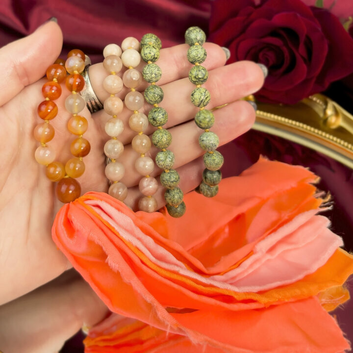 Carnelian, Peach Moonstone, and Serpentine Sexy Shakti Mala