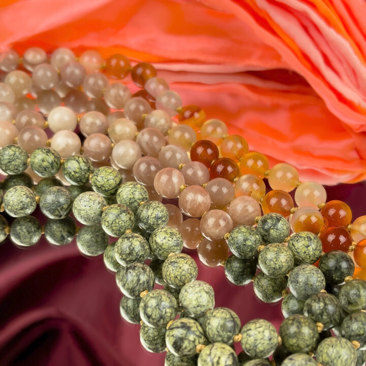 Carnelian, Peach Moonstone, and Serpentine Sexy Shakti Mala