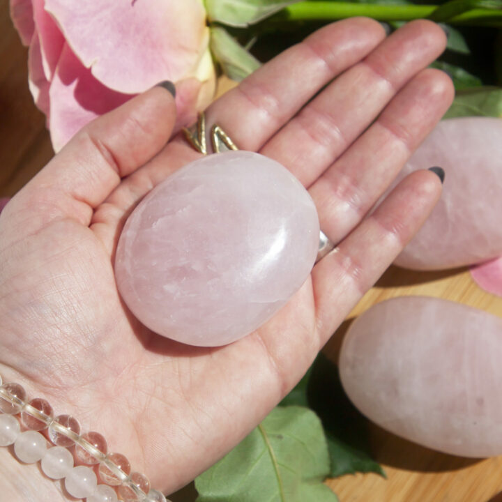 Rose Quartz Peace and Love Palm Stone