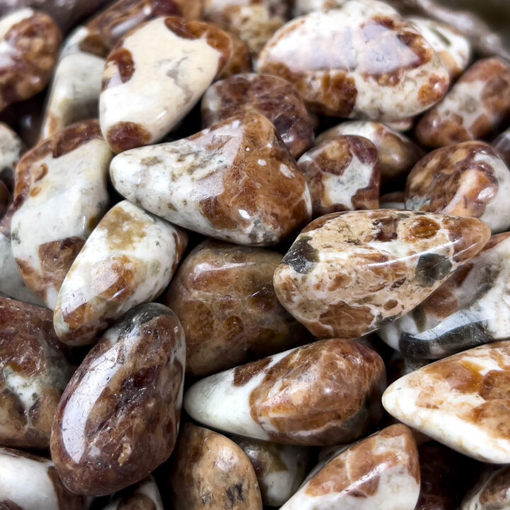 Tumbled Spessartine Garnet in Limestone