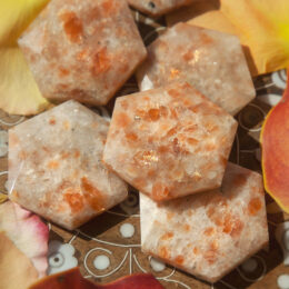 Faceted Sunstone Hexagon