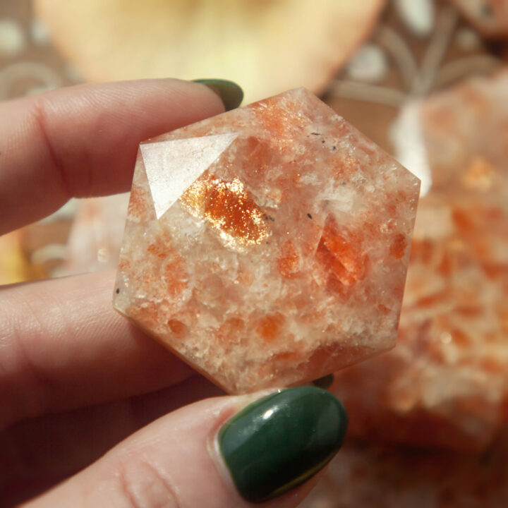 Faceted Sunstone Hexagon