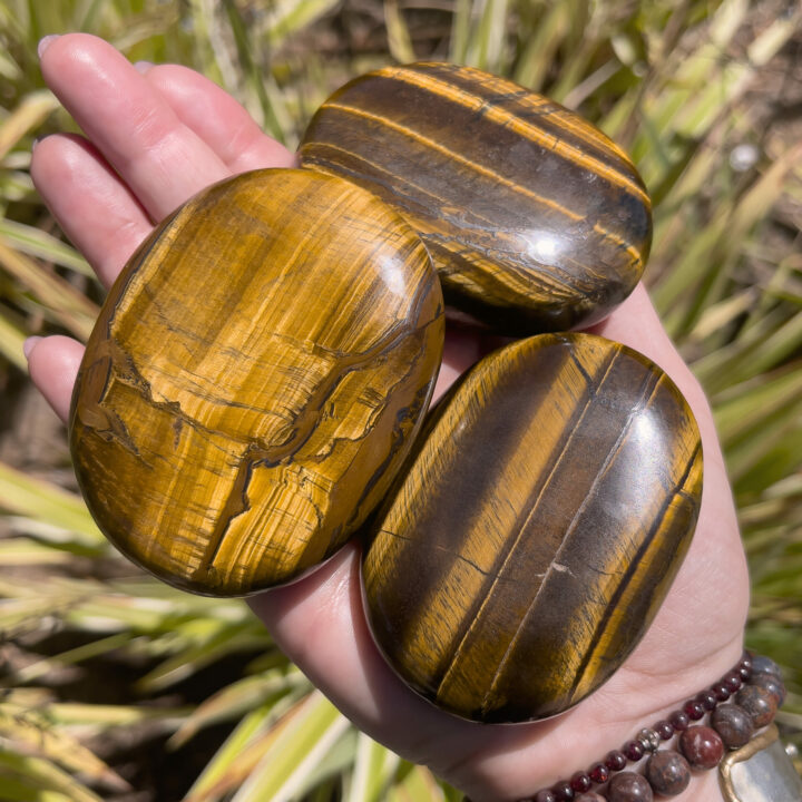 Goddess Athena's Tiger's Eye Palm Stone