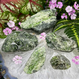 Natural Brazilian Green Diopside in Quartz