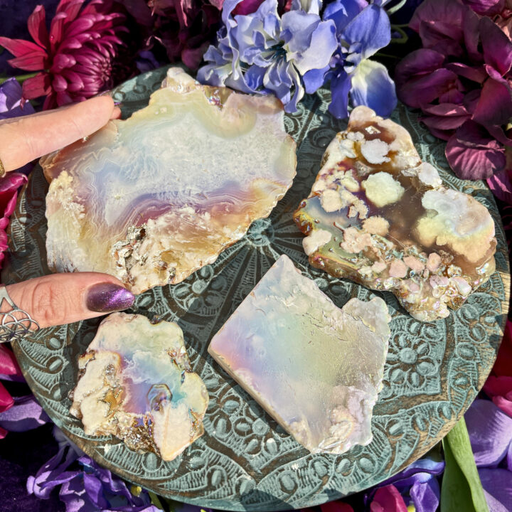 Total Ease Angel Aura Flower Agate Charging Plate