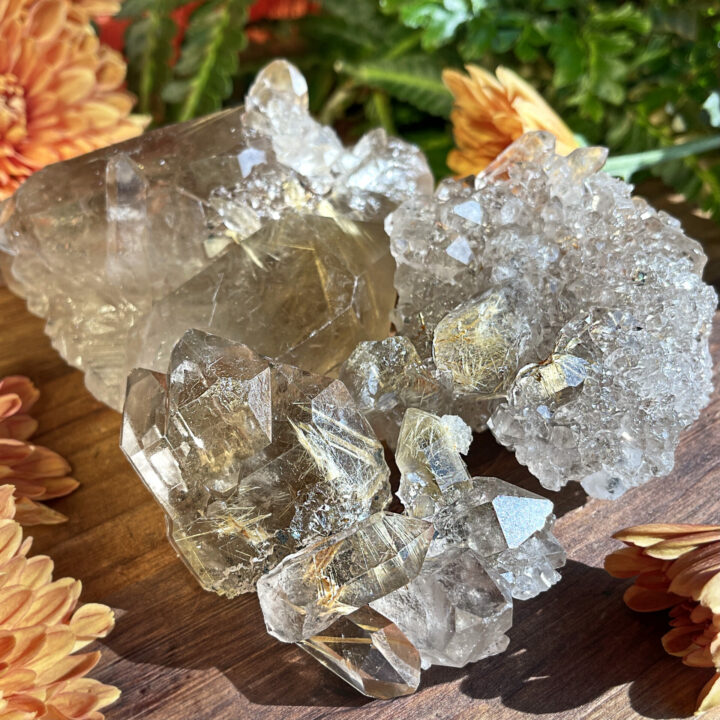 Rutilated Smoky Quartz Transformation Cluster