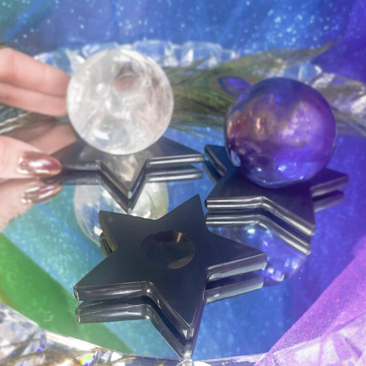 Black Agate Star-Shaped Sphere Stand