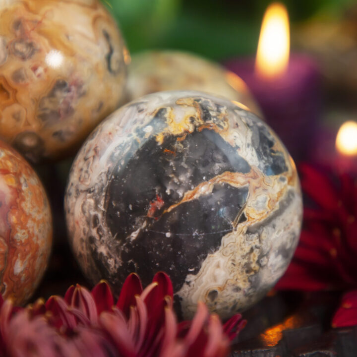 Crazy Lace Agate Laughing Sphere