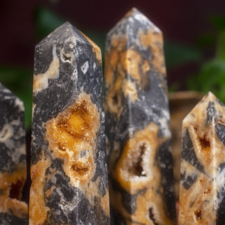 Druzy Dendritic Sulfur Quartz Obelisk