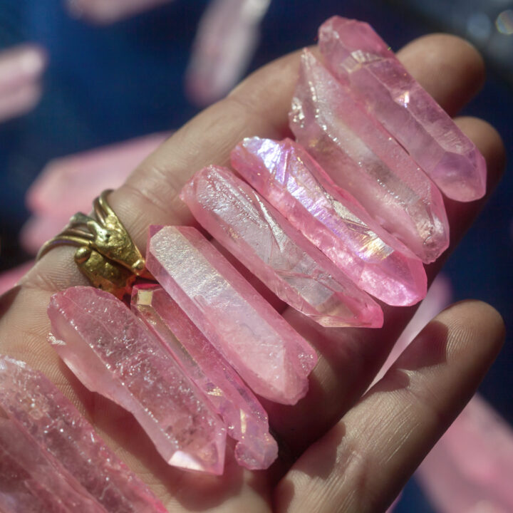 Pink Aura Quartz Point