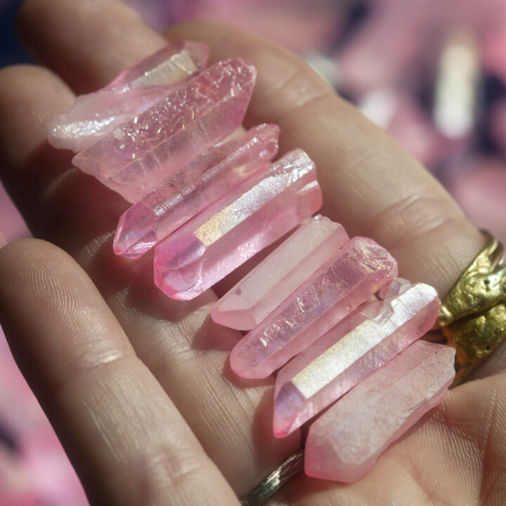 Pink Aura Quartz Point