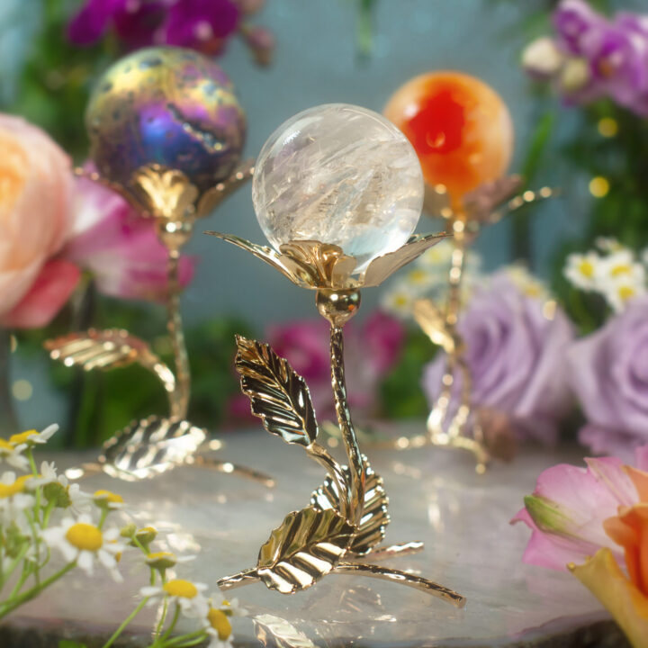 Golden Flower Sphere Stand