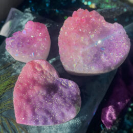 Pink and Purple Aura Quartz Heart Cluster