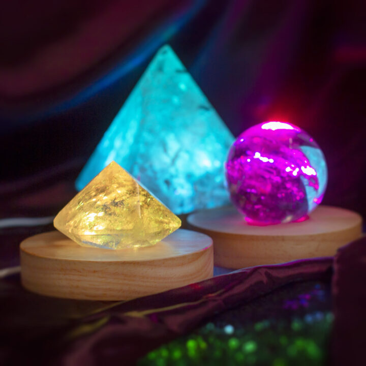 Rainbow LED Lighted Gemstone Display Stand