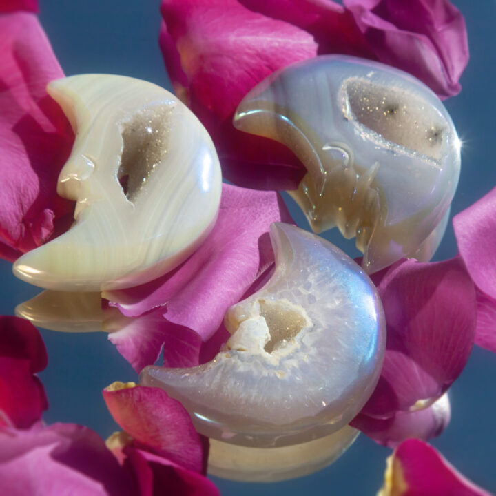 Angel Aura Agate Geode Moon