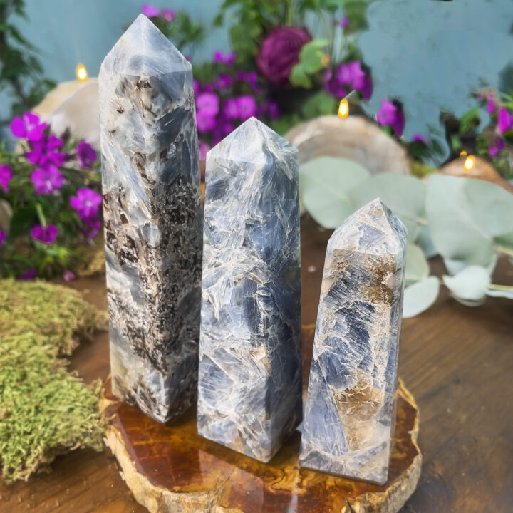 Blue Kyanite in Quartz Channeling Obelisk