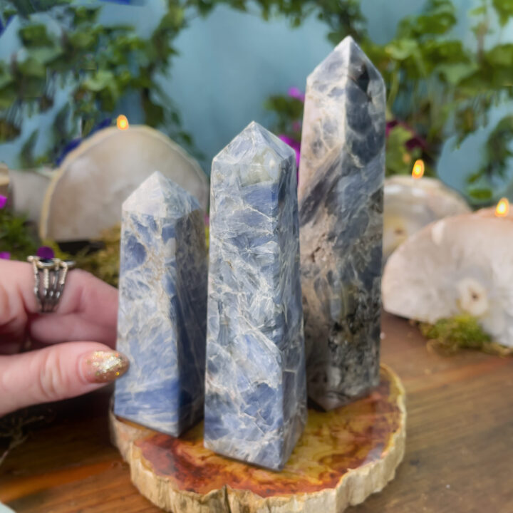 Blue Kyanite in Quartz Channeling Obelisk