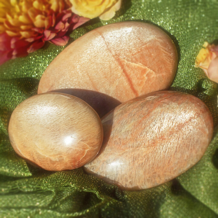 Peach Moonstone Palm Stone