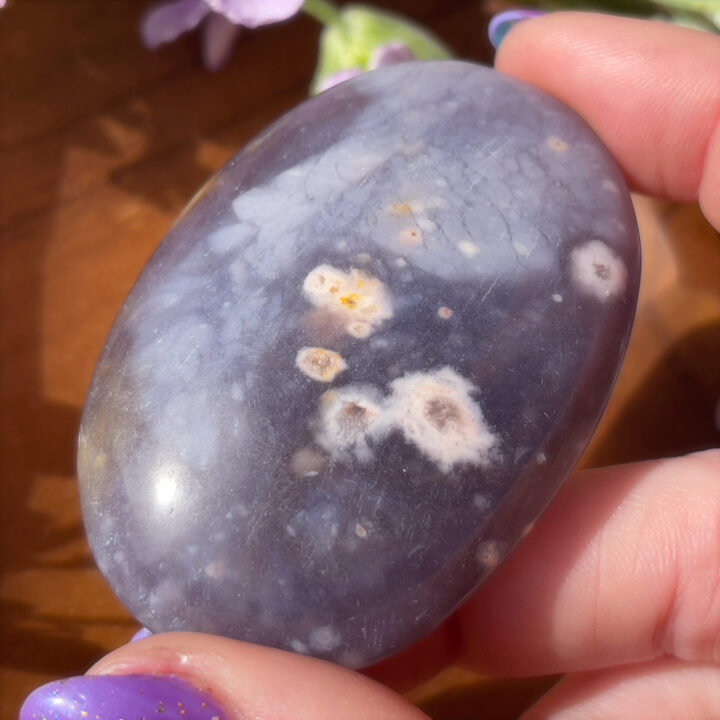 Purple Chalcedony Palm Stone