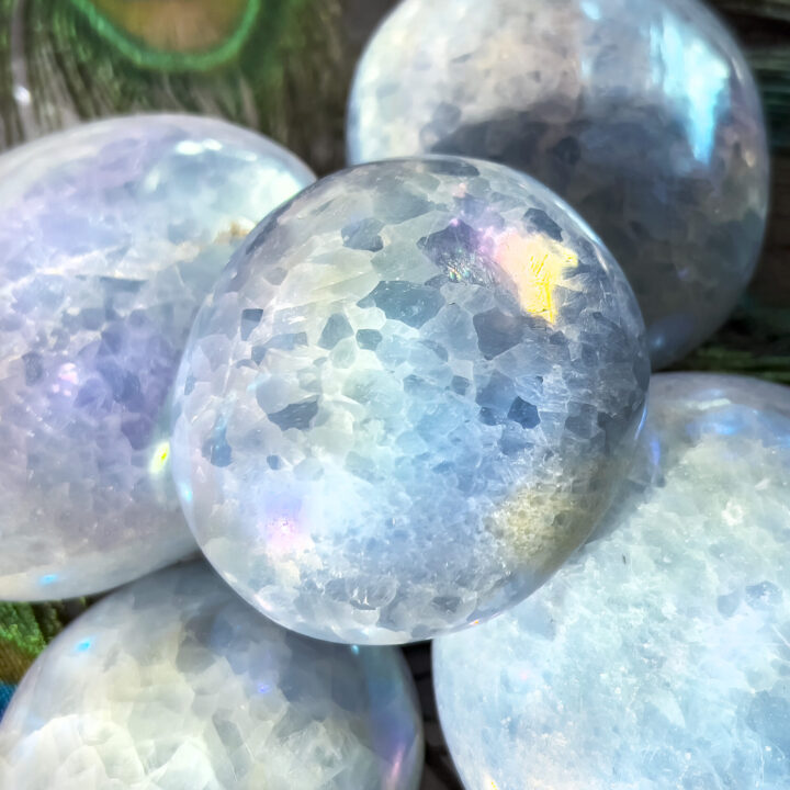 Angel Aura Blue Calcite Palm Stone