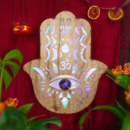 Peace and Protection Amethyst Hamsa Hand Lamp