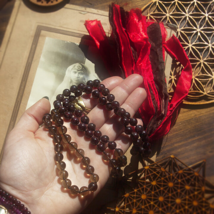 Smoky Quartz and Garnet Root Chakra Mala