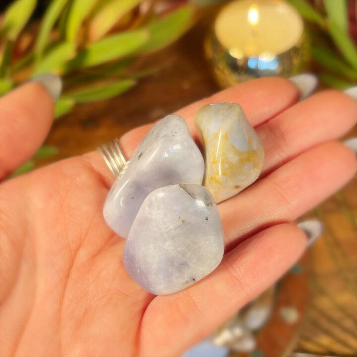 Tumbled Blue Chalcedony