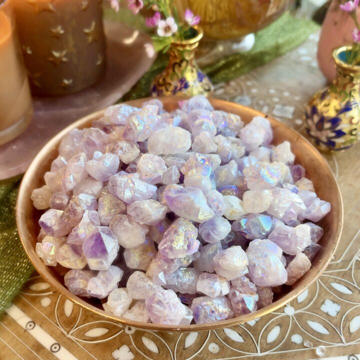 Mini Angel Aura Amethyst Cluster