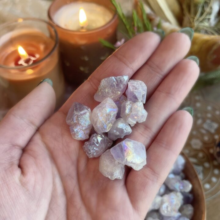 Mini Angel Aura Amethyst Cluster