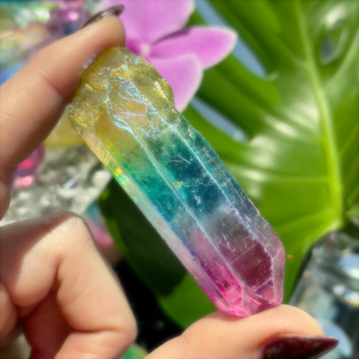 Rainbow Aura Quartz Point