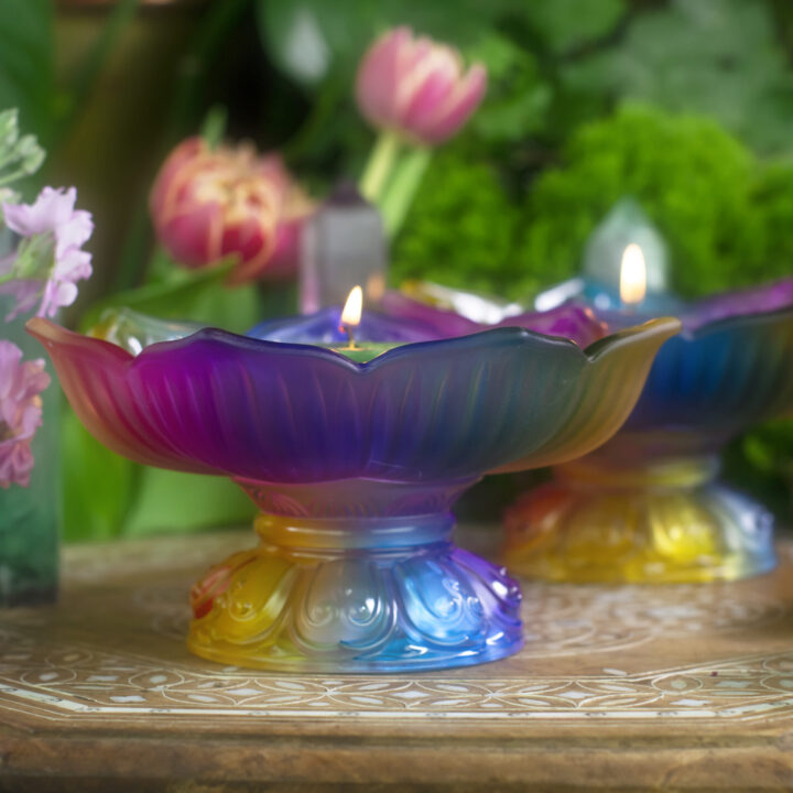 Rainbow Lotus Tea Light Holder