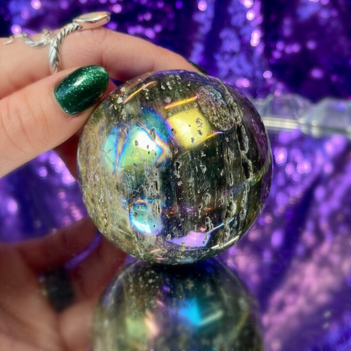 Titanium Aura Ocean Jasper Sphere