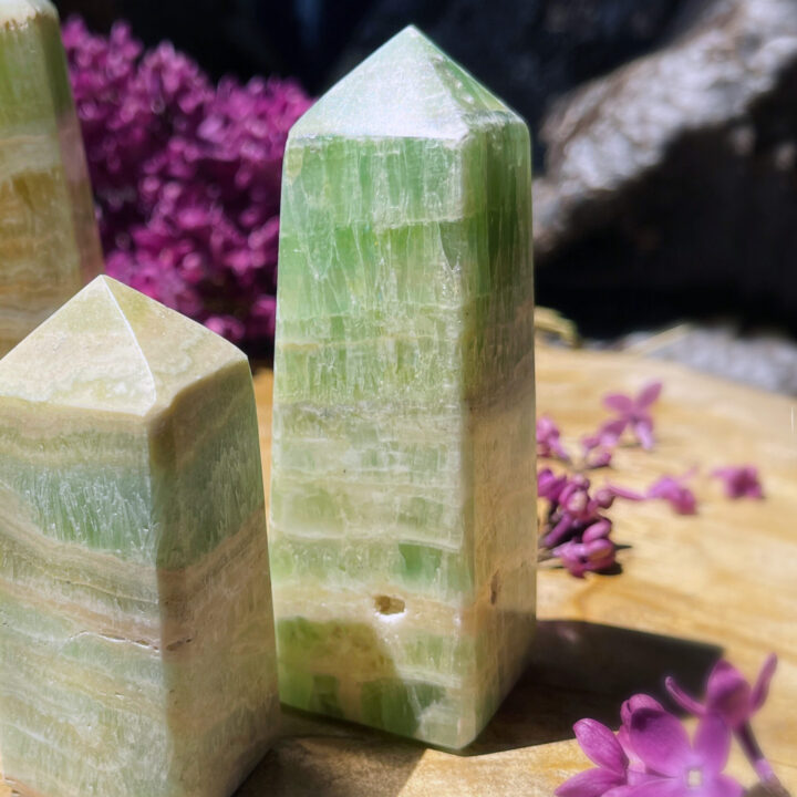 Banded Green Calcite Obelisk