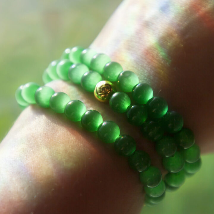 Green Cats Eye Heart Chakra Bracelet